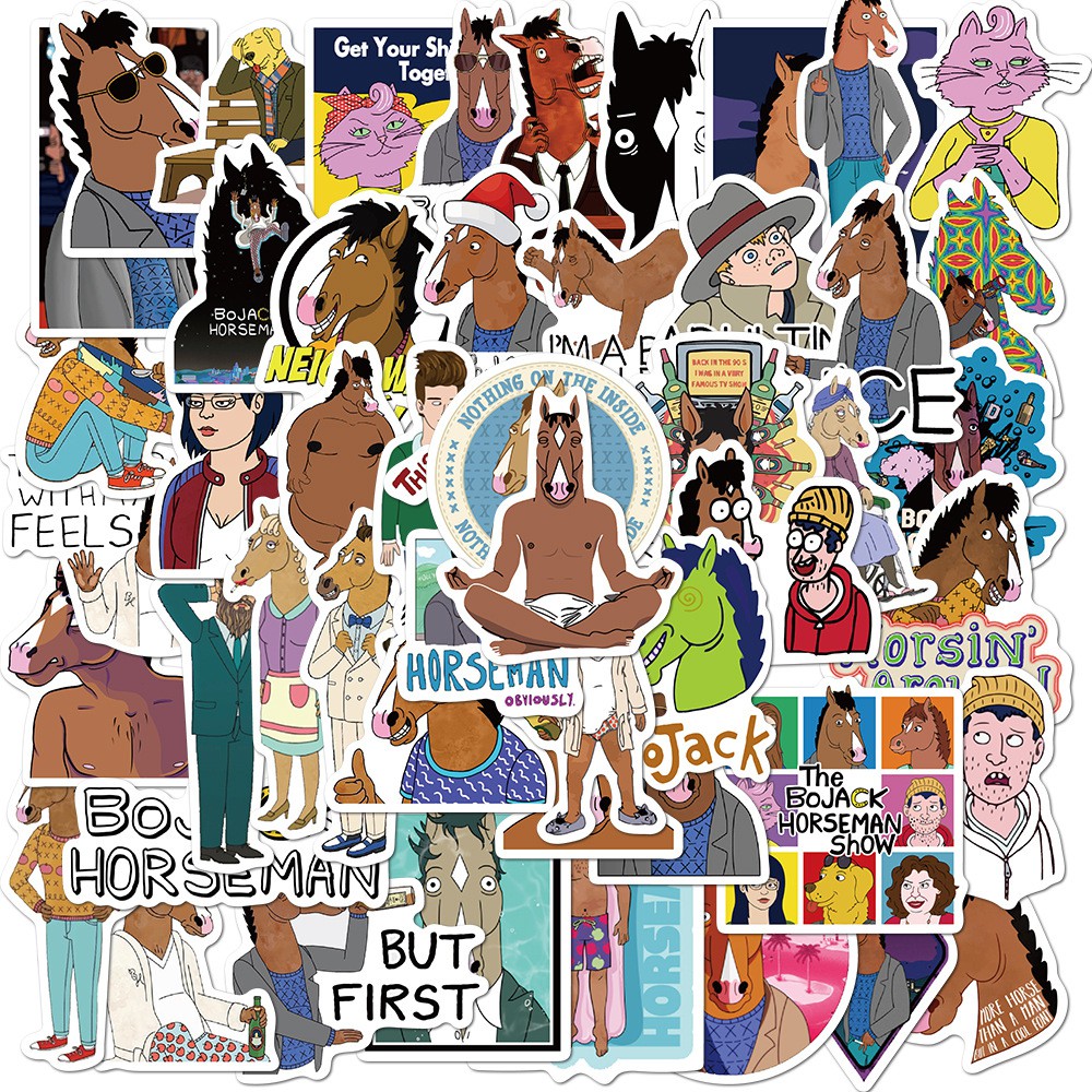 Set 50 sticker dán trang trí chống thấm nước họa tiết trong BoJack Horseman độc đáo