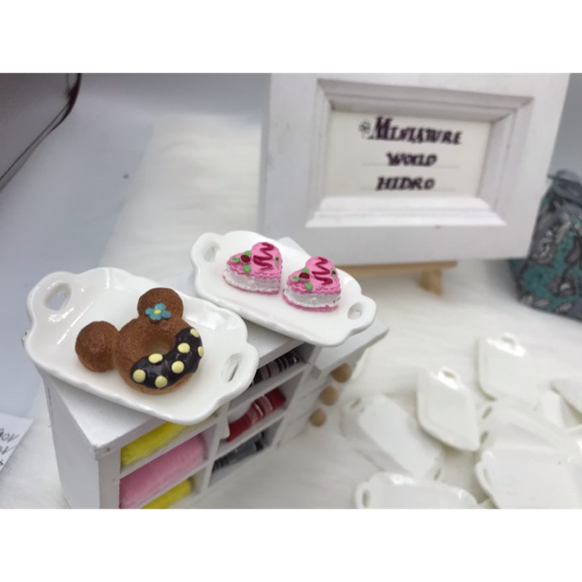 [ĐỒ CHƠI] Set 2 khay mini đựng đồ ăn cho búp bê. Khay thức ăn mini. Miniature dollhouse