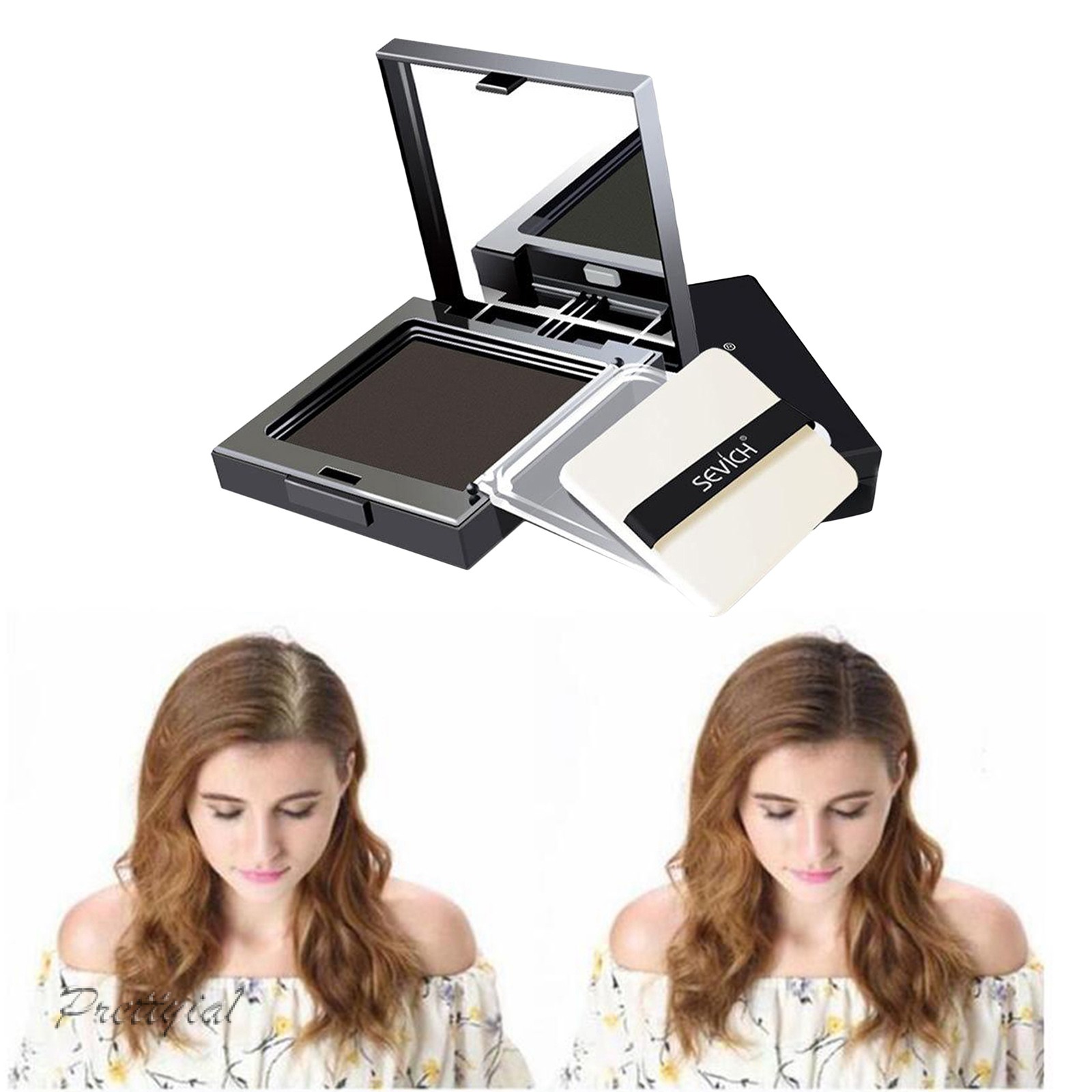 (Hàng Mới Về) Phấn Che Khuyết Điểm Tóc 3 Màu Không Thấm Nước 12g Kèm Mút Trang Điểm