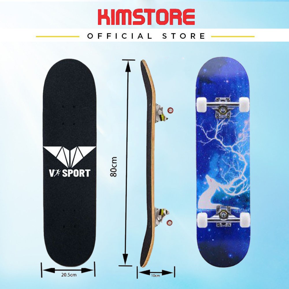 Ván trượt siêu hạng skateboard thể thao chất liệu gỗ phong ép cao cấp 7 lớp mặt nhám