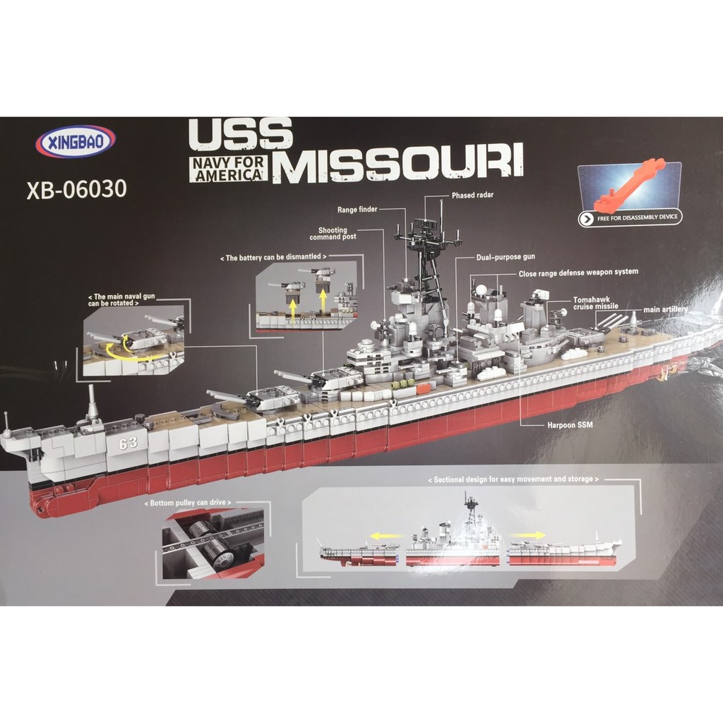 Đồ chơi Lắp ghép Mô hình Tàu tuần dương USS Navy Mỹ Xingbao 06030