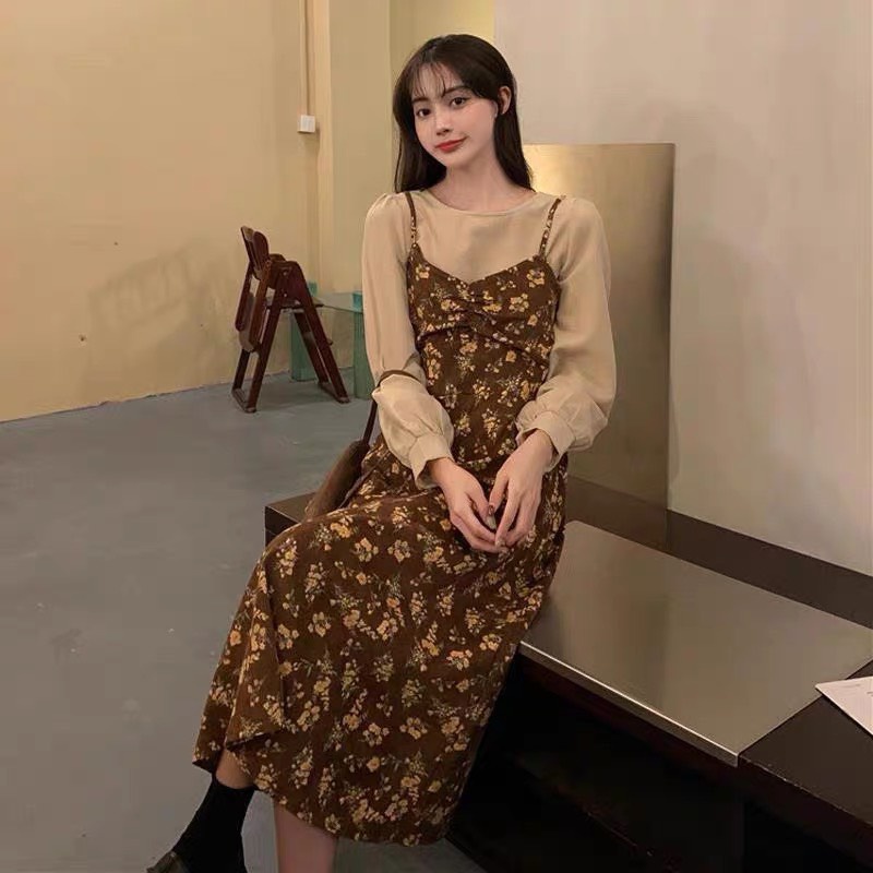 sét nhung nữ, váy nhung hoa nhí kèm áo tay bồng thiết kế tiểu thư nhẹ nhàn đậm chất vintage chất nhung đầy dặn mặc ấm | BigBuy360 - bigbuy360.vn