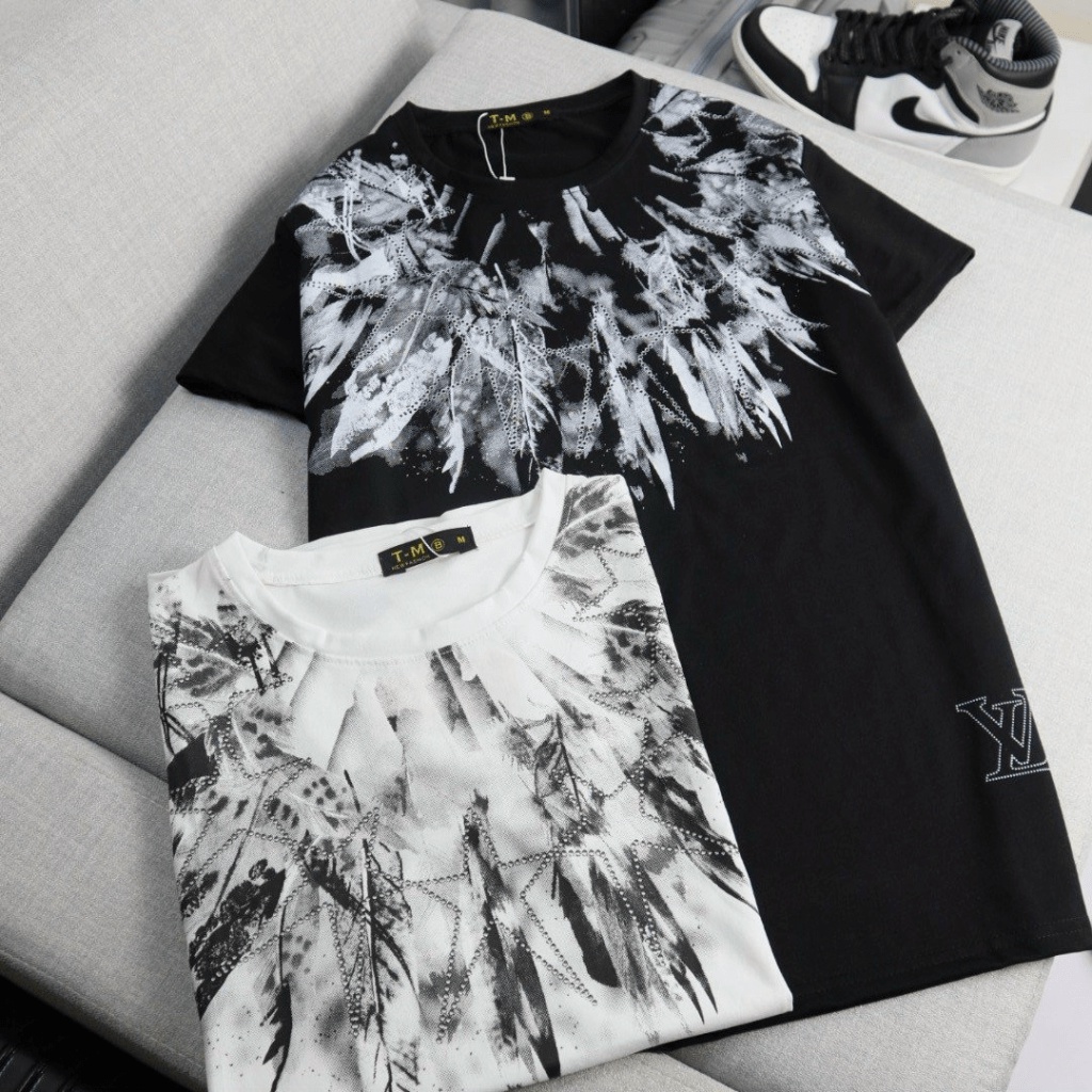Áo Thun Cổ Tròn Nam In Loang Màu Trắng Đen Chất Cotton Mềm Mát Mặc Thoải Mái Phong Cách Lịch Lãm [NEW UNISEX]
