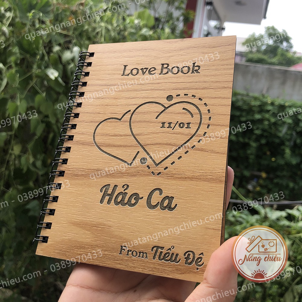 Love Book - Sổ tay tình yêu thiết kế theo yêu cầu dành cho các cặp đôi - Khắc hình và khắc tên theo yêu cầu