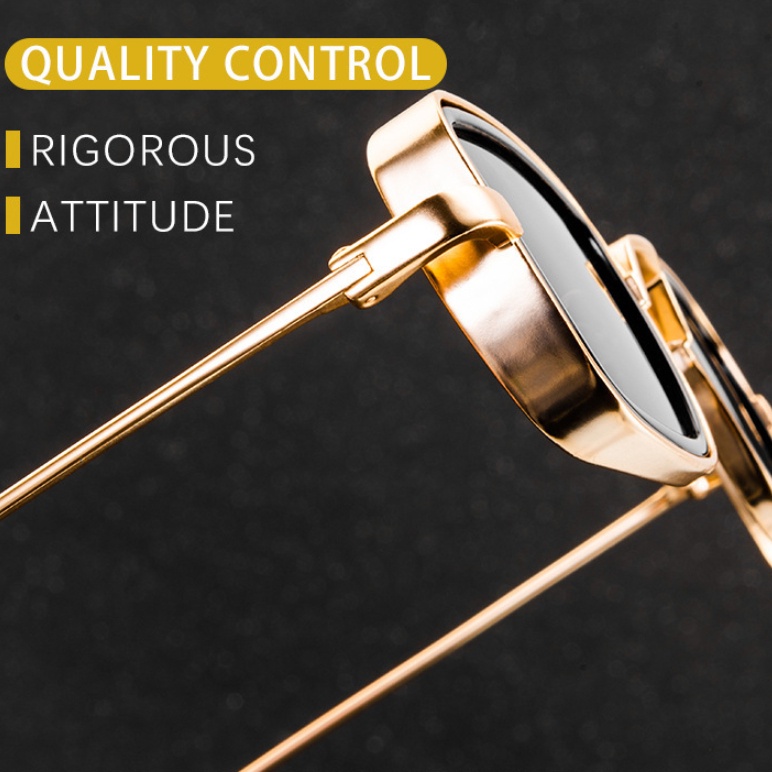 Kính Chống Nắng Gọng Vuông Kim Loại Dày Cao Cấp Viền Kim Loại Chống Tia UV Phong Cách Punk Cổ Điển Thời Trang Cho Nam Và Nữ