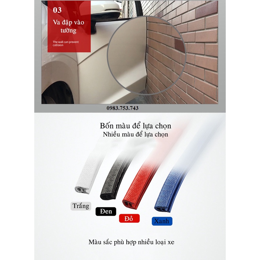 Gioăng cao su chữ u lõi thép - nẹp viền cửa xe ô tô chống va đập tuyệt đối dài 1m