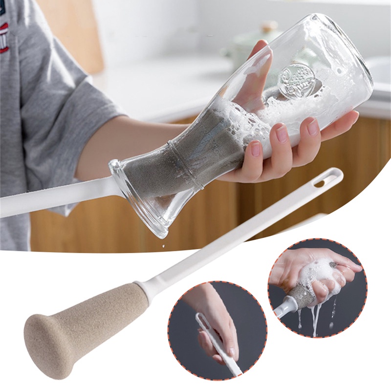 Cọ Rửa Ly Có Tay Cầm Dài Bằng Bọt Biển Để Vệ Sinh Bình Sữa Em Bé Tiện Dụng