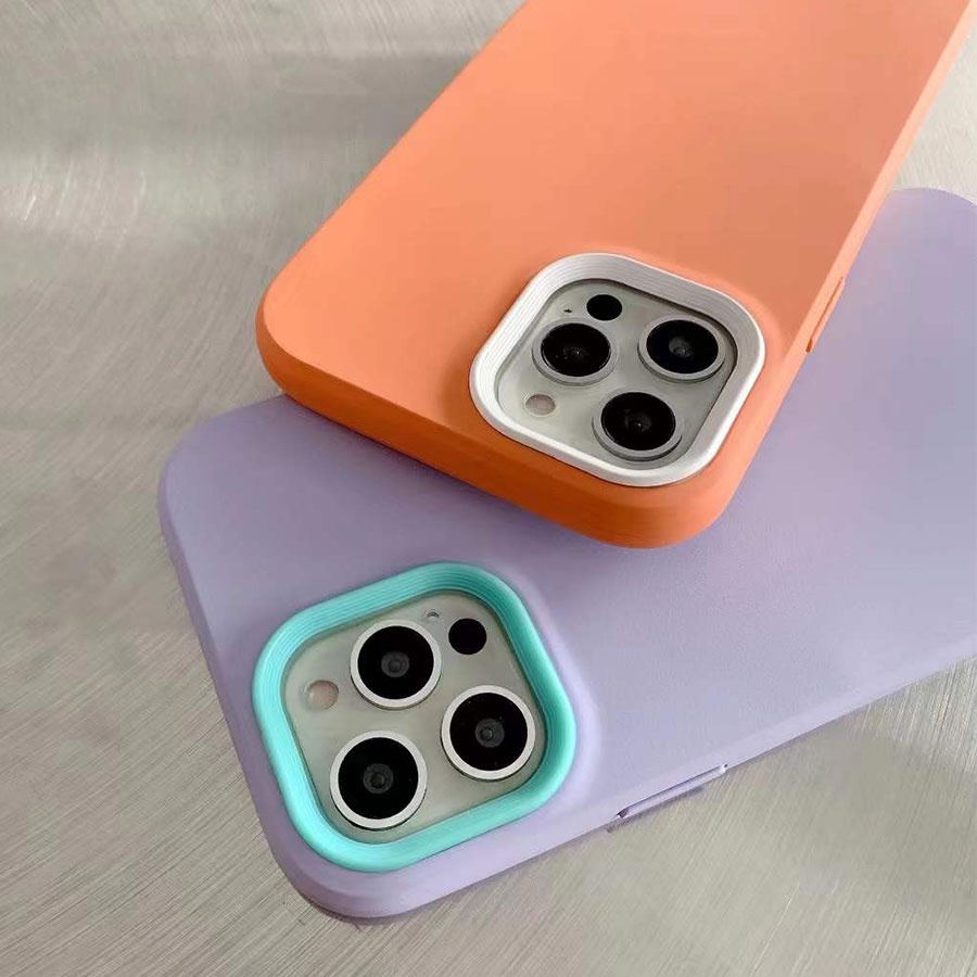 Ốp Điện Thoại Silicone Lỏng Màu Trơn Sang Trọng 3 Trong 1 Cho iPhone 13 Mini 12 11 Pro Max