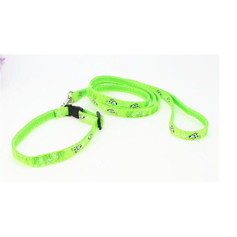 Bộ Dây Dắt Vòng Cổ Vải Cho Chó Mèo Size Trung (1.5CM X120CM)