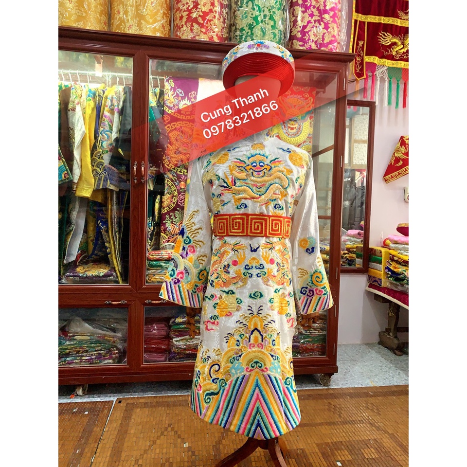 Áo Hầu Đồng Quan Lớn Đệ Tam Thoải Phủ Vải Gấm