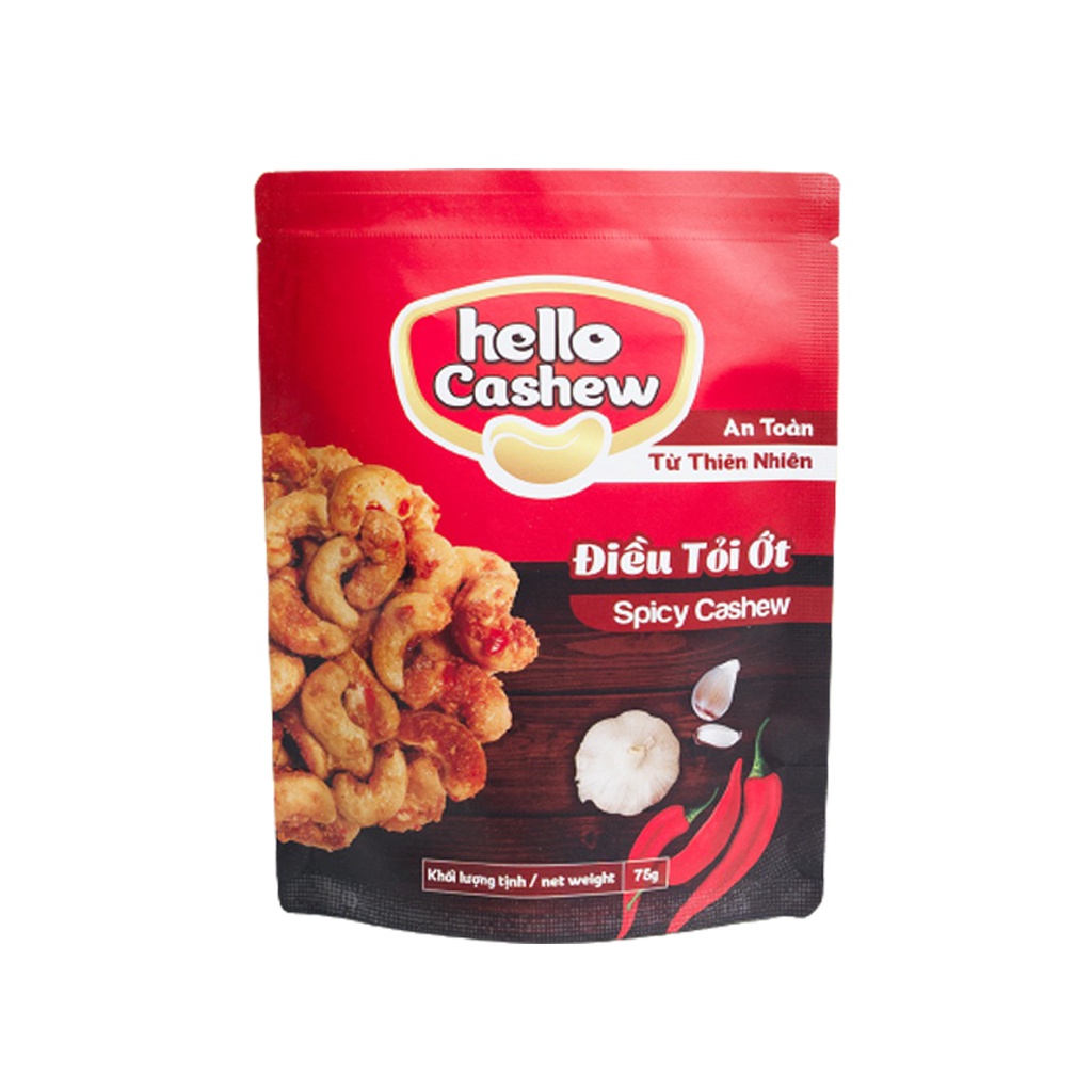 Điều tỏi ớt Hello Cashew gói 75g