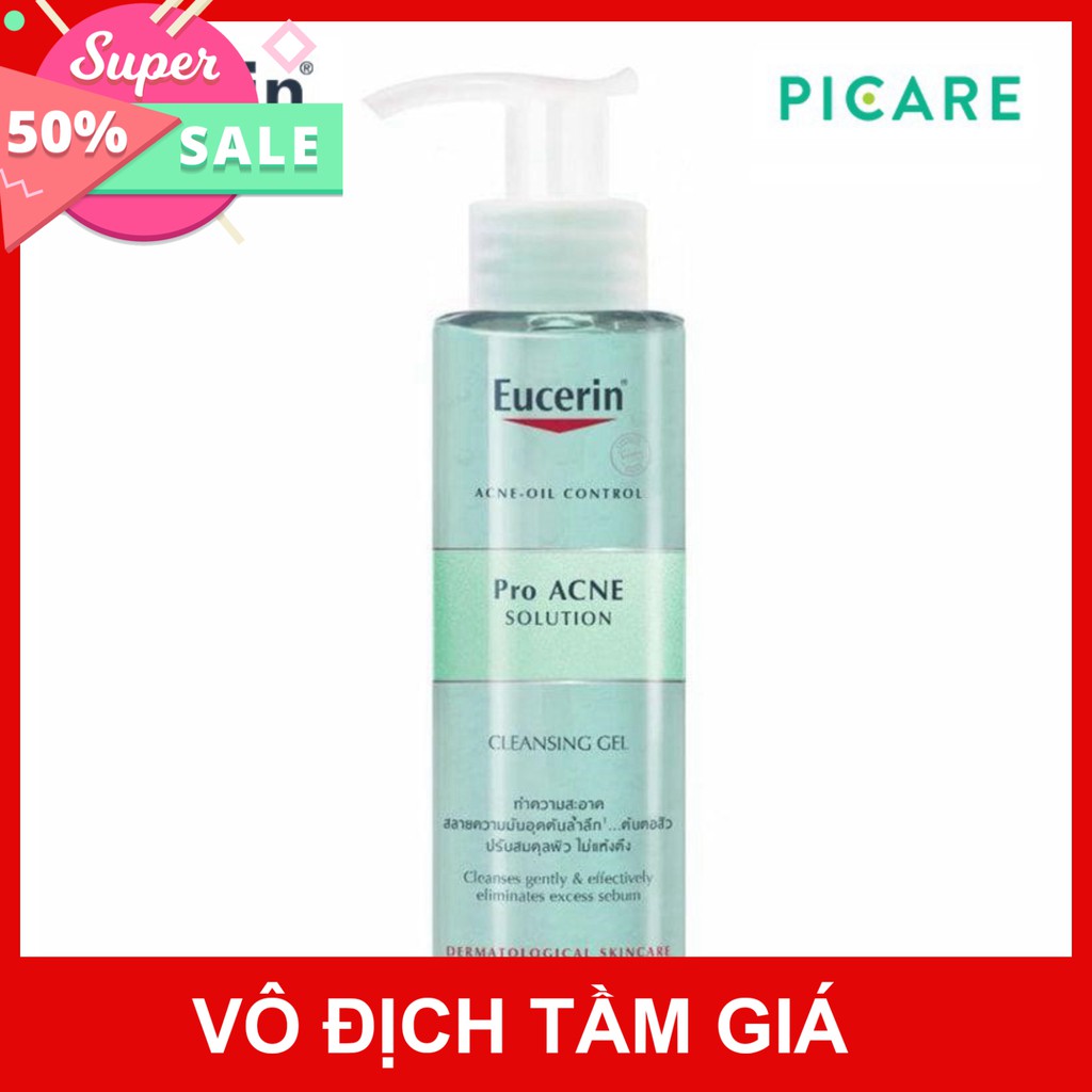 [CHÍNH HÃNG] Eucerin gel rửa mặt dành cho da nhờn mụn Pro Acne Cleansing 200ml tặng xịt khoáng Hyaluoron MistSpray 150ml