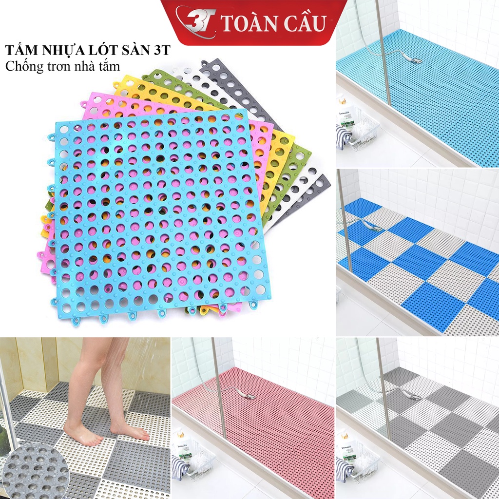 Tấm lót sàn 3T - Vỉ nhựa lỗ ghép chống trơn trượt nhà tắm