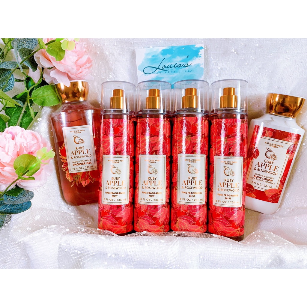 [ RUBY APPLE &amp; ROSEWOOD ] Trọn bộ chăm sóc cơ thể Bath &amp; Body Works Mỹ