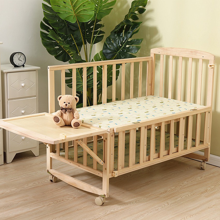 Cũi 2 tầng trẻ em, giường cũi gỗ thông cho bé 3 trong 1 tặng kèm màn - H056