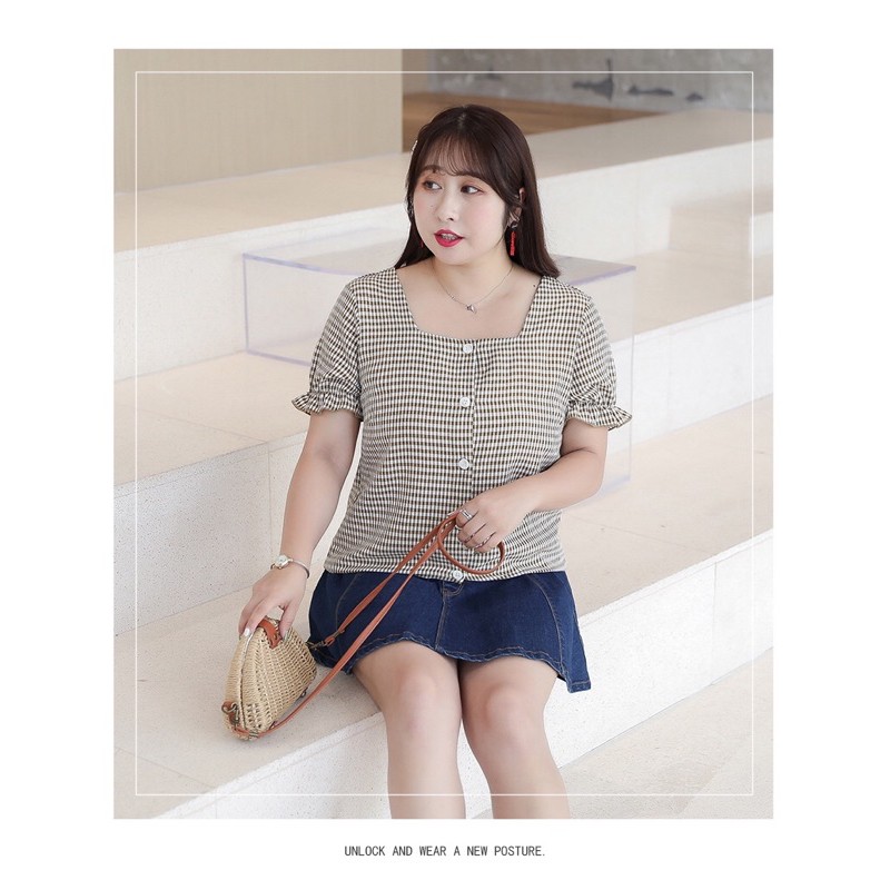 áo kiểu big size tay phồng cổ vuông size lớn 65-100kg