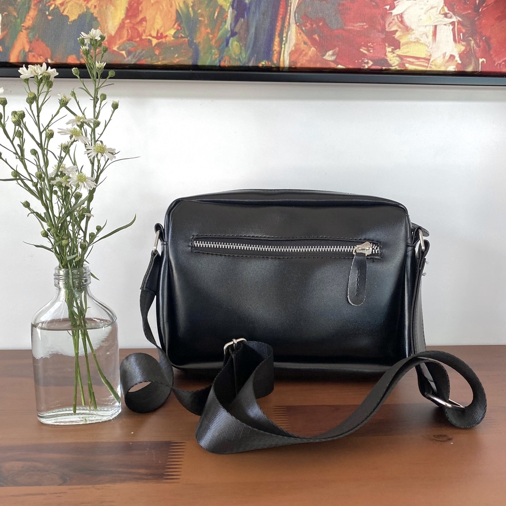 TÚI ĐEO CHÉO UNISEX, TÚI DA ĐEO CHÉO NHIỀU NGĂN MESSBAG DA PU Self-Design Three KÈM ẢNH THẬT