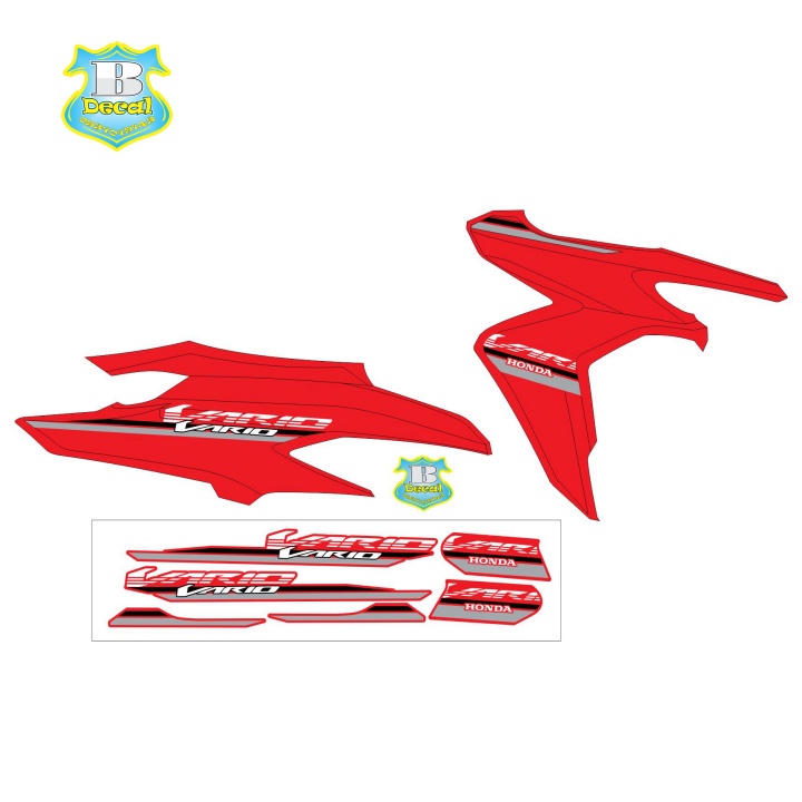 ( Quí khách vui lòng mang ra tiệm cho thợ dán ) Tem vario 150 mẫu zin đỏ