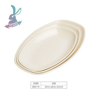 Dĩa Oval vân đá trắng nhựa melamine Fataco