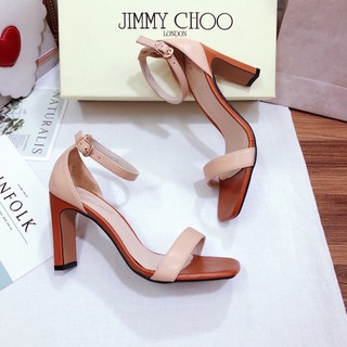 Giày sandal cao gót nữ bít mũi sọc