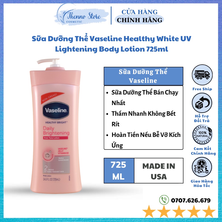 Sữa Dưỡng Thể Vaseline Healthy White UV Lightening Body Lotion 725ml