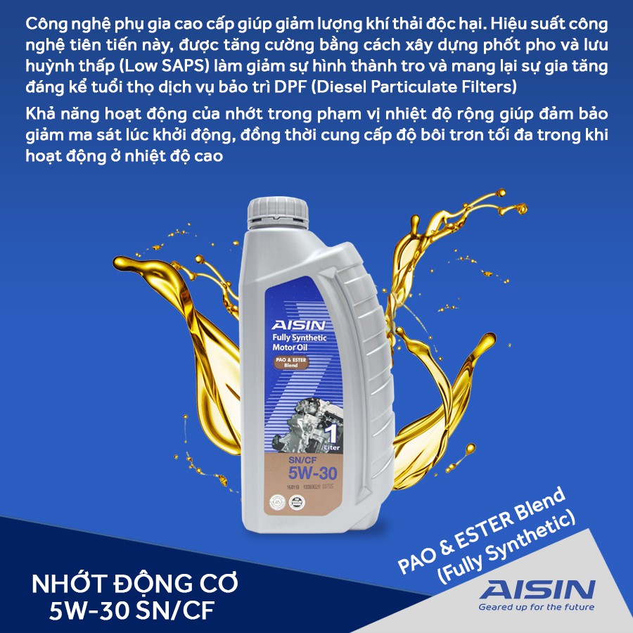 Nhớt Động Cơ AISIN ESEN0531P 5W30 SN / CF Pao &amp; Ester Blend 1L Nhập Khẩu Chính Hãng