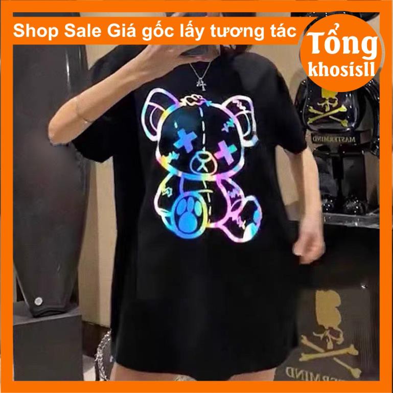Áo thun nam nữ in gấu phản quang 7 màu , áo phông unisex mặc đôi nhóm,lớp