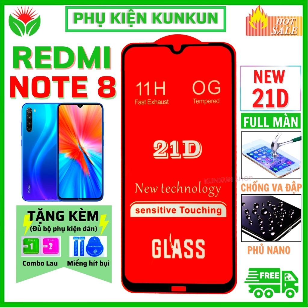 Kính cường lực Redmi Note 8 - Cao Cấp - Dán Full màn hình 111D - Độ cứng 10H - Độ trong suốt điện thoại cực cao