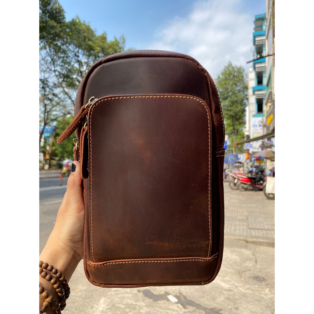 [DA BÒ THẬT 100%] TÚI NAM ĐEO NGỰC CHẤT LIỆU DA BÒ SÁP DB68 | BigBuy360 - bigbuy360.vn