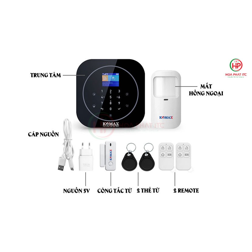 Komax KM-G20 - Bộ chống trộm trung tâm dùng sim và wifi, Báo trộm qua điện thoại, gọi điện, nhắn tin