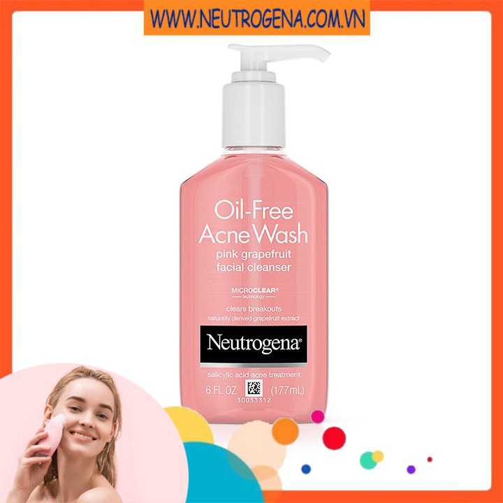 Sữa Rửa Mặt Neutrogena Oil Free Acne Wash Pink Grapefruit Facial Cleanser (177ml) – 100% Authentic