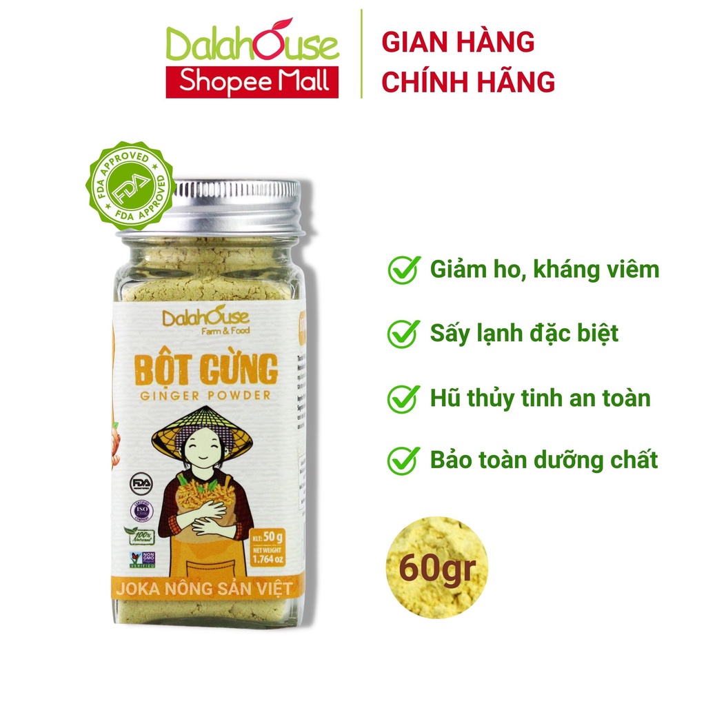 Bột gừng nguyên chất organic Dalahouse 50gr công nghệ sấy lạnh Châu Âu