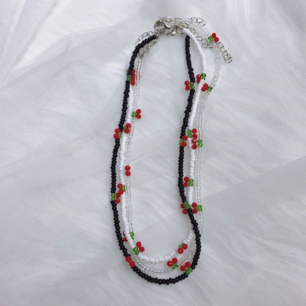 Vòng cổ Choker Mặt Hình Trái Cherry Trong Suốt Phong Cách Boho Thời Trang Cho Nữ