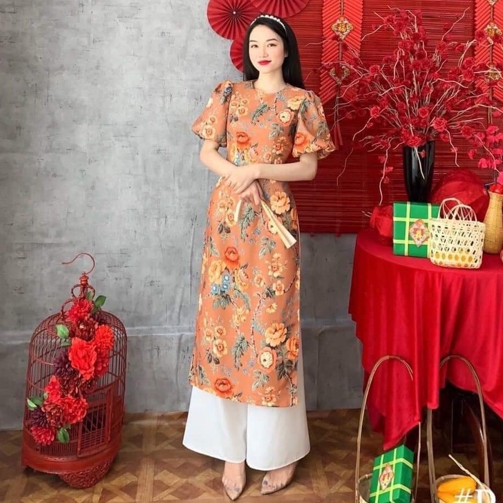Áo dài ,Áo dài cách tân vải gấm shop hoa 5 màu cực đẹp mã A5