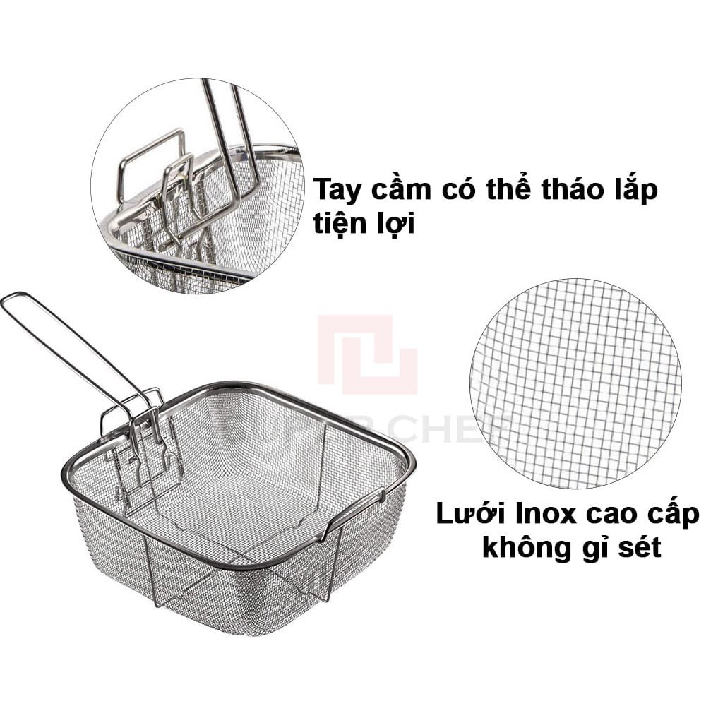 Bộ Nồi Chống Dính và Rổ Chiên Inox Super Chef Siêu Tiện Lợi