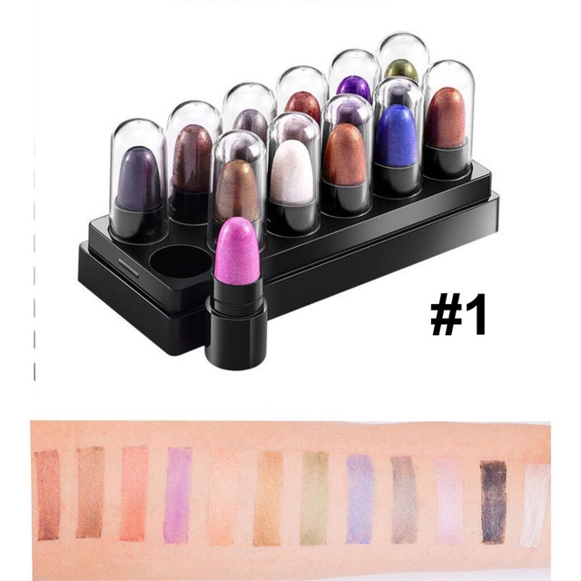 Set Sáp Mắt Nhũ Bóng Highlight Mini 12 Thỏi Maycreate Nội Địa Trung Chính Hãng