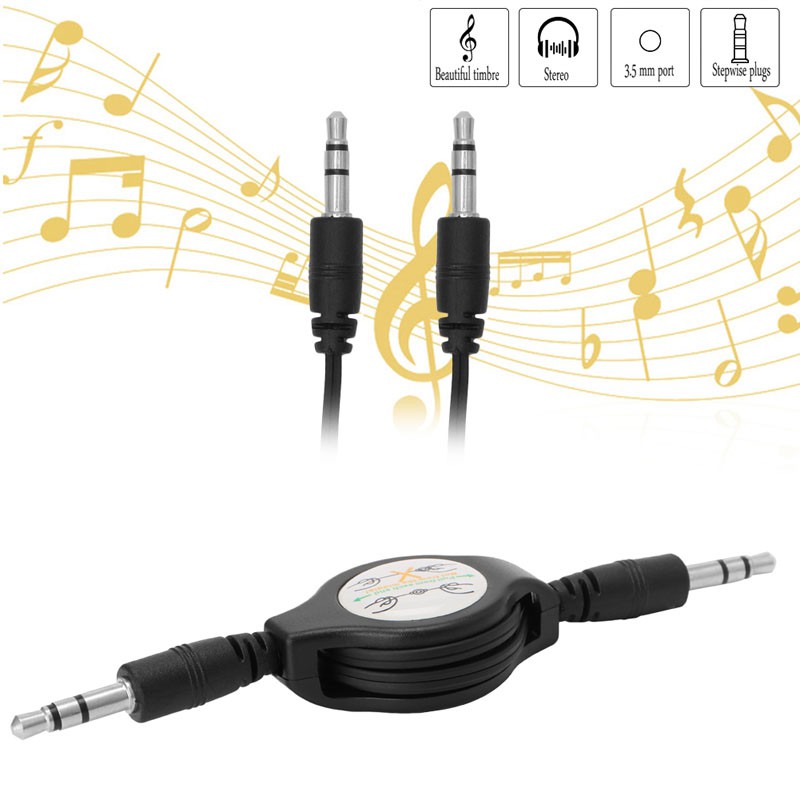 VIVI Retractable 3.5mm Car AUX Music Cable Cable for Tablet Phone MP3/4/5
