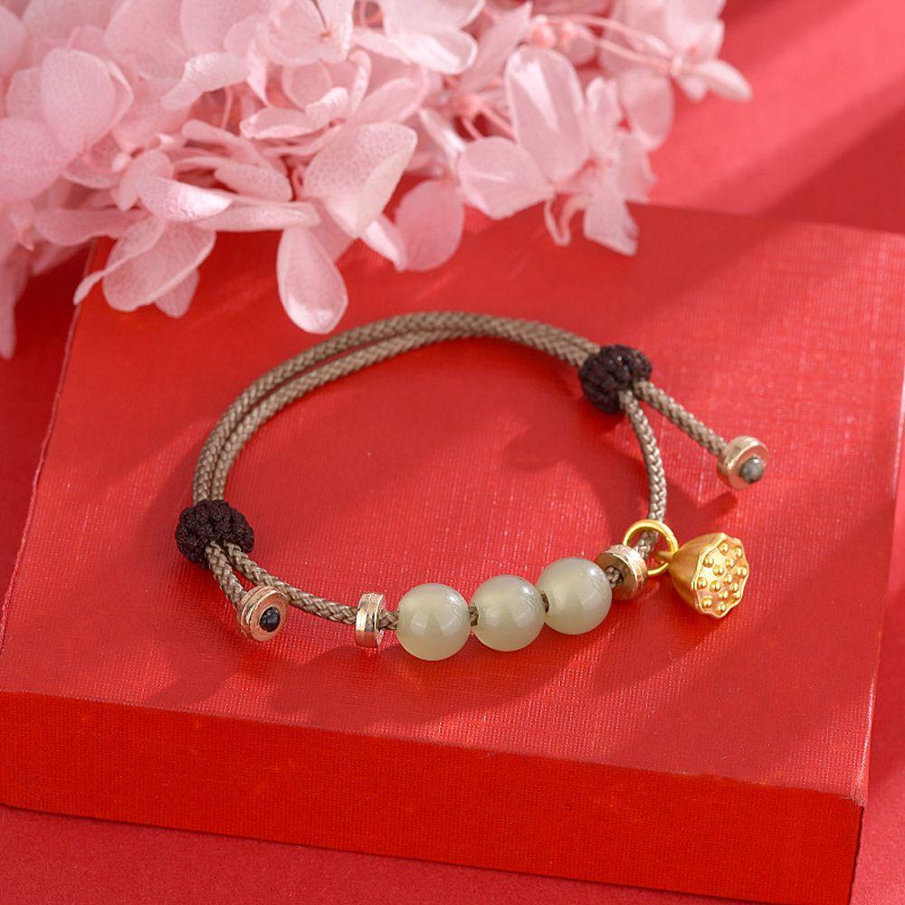 Vòng Tay Dây Bện Đính Ngọc Bích Giả Phong Cách Trung Hoa Dành Cho Cặp Đôi MXMUSTY