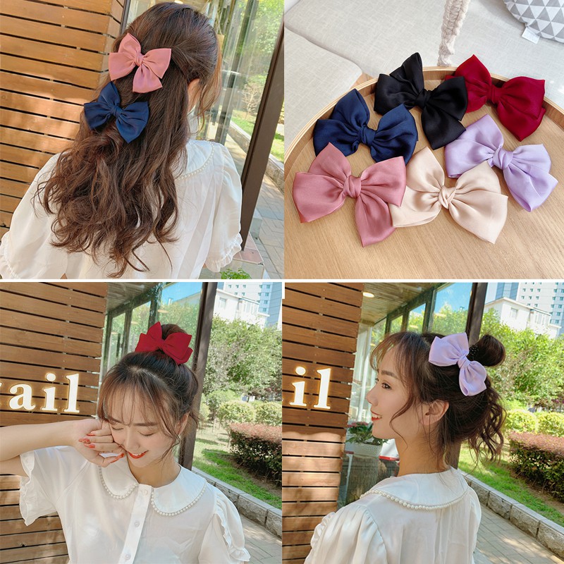 Kẹp Tóc Phối Nơ Ngọt Ngào Phối Màu Xinh Xắn Dành Cho Nữ