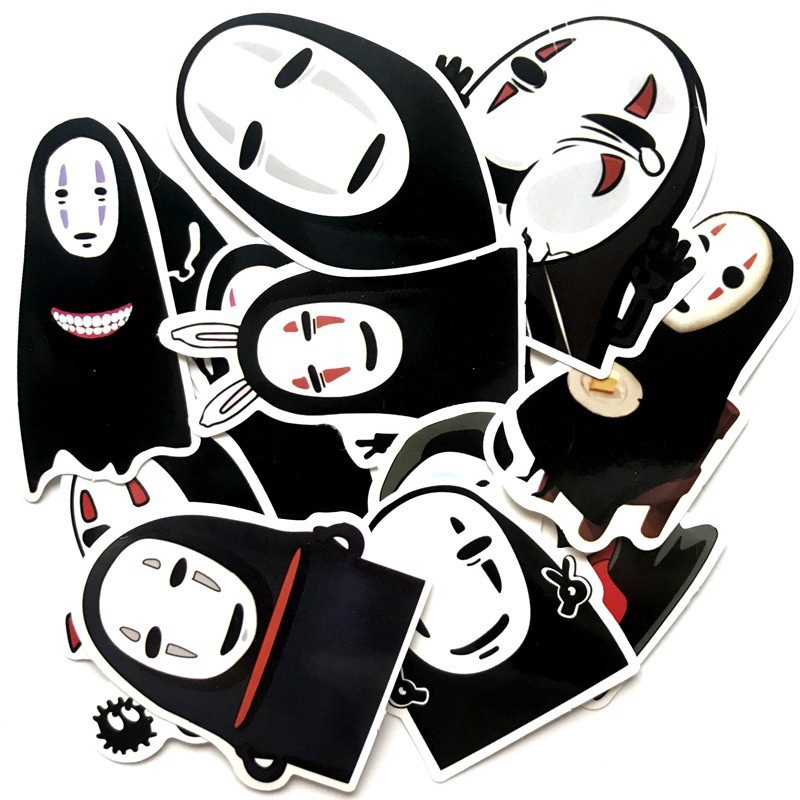 Y&P| Hình Dán Chống Nước No Face Man Nhật Bản Anime Mũ Bảo Hiểm Máy Tính Xách Tay Hành Lý Dán Thiết Lập, 12 tờ