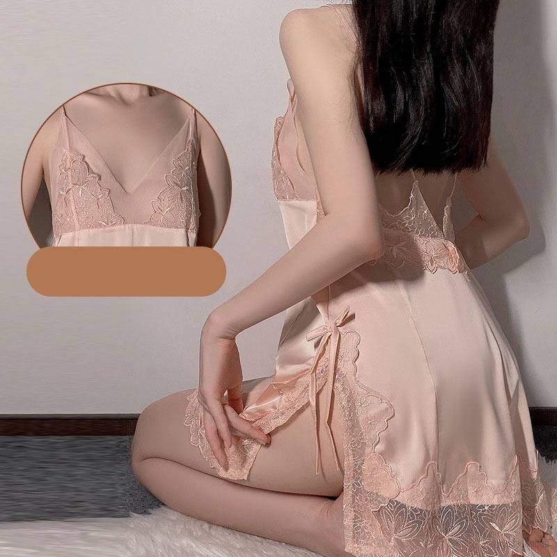 Đồ ngủ hai dây cổ chữ V phối ren quyến rũ dành cho nữ