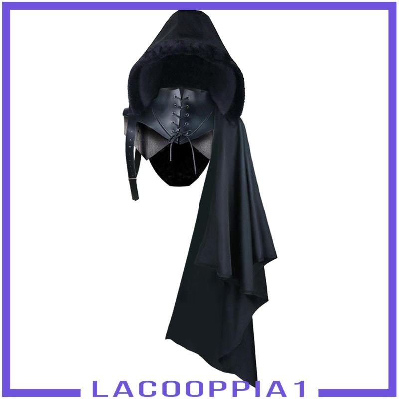 [Lacooppia1] Áo Choàng Đen Có Mũ Trùm Và Dây Đai Phong Cách Punk Gothic Halloween Unisex