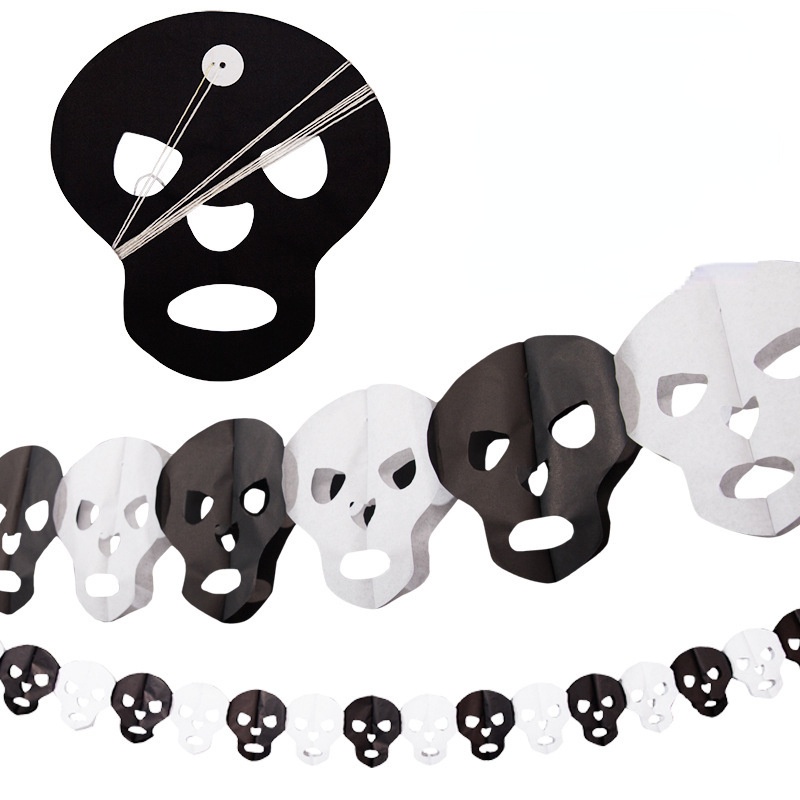 Dây Cờ Treo Trang Trí Halloween Hình Ma  Dơi  Dơi  Hoa Bằng Giấy