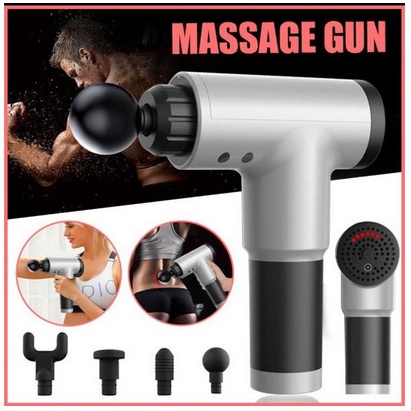 Súng massager giãn cơ bắp fascial gun - 4 Đầu 6 Chế Độ Fascial Giảm Cơ Căng Cơ Trị Nhức Mỏi Vai Gáy [ Chính Hãng ]