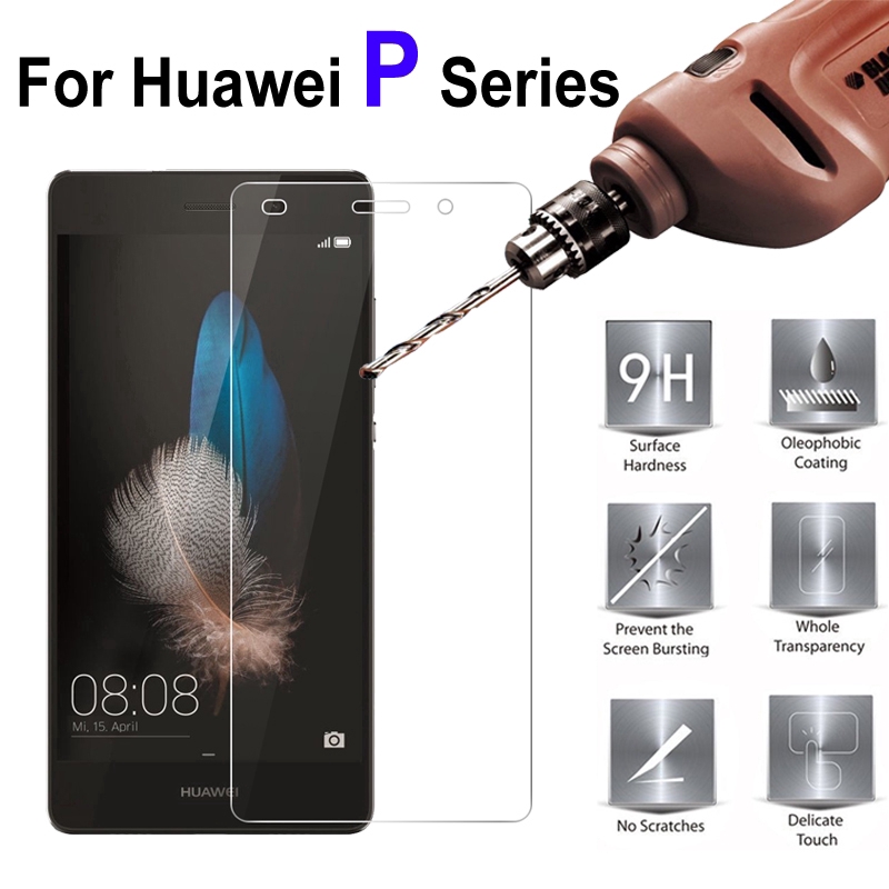 Kính Cường Lực Vát Cạnh Trong Suốt 2.5D Cho Huawei P50 P40 P30 P20 P8 P9 P10 2017 P 8 9 10 Mate 60 50