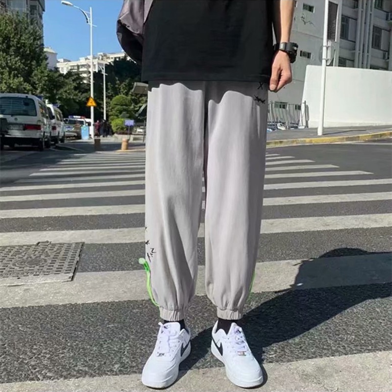 Quần ống rộng in họa tiết hoạt hình phong cách Hàn Quốc thời trang cho nam