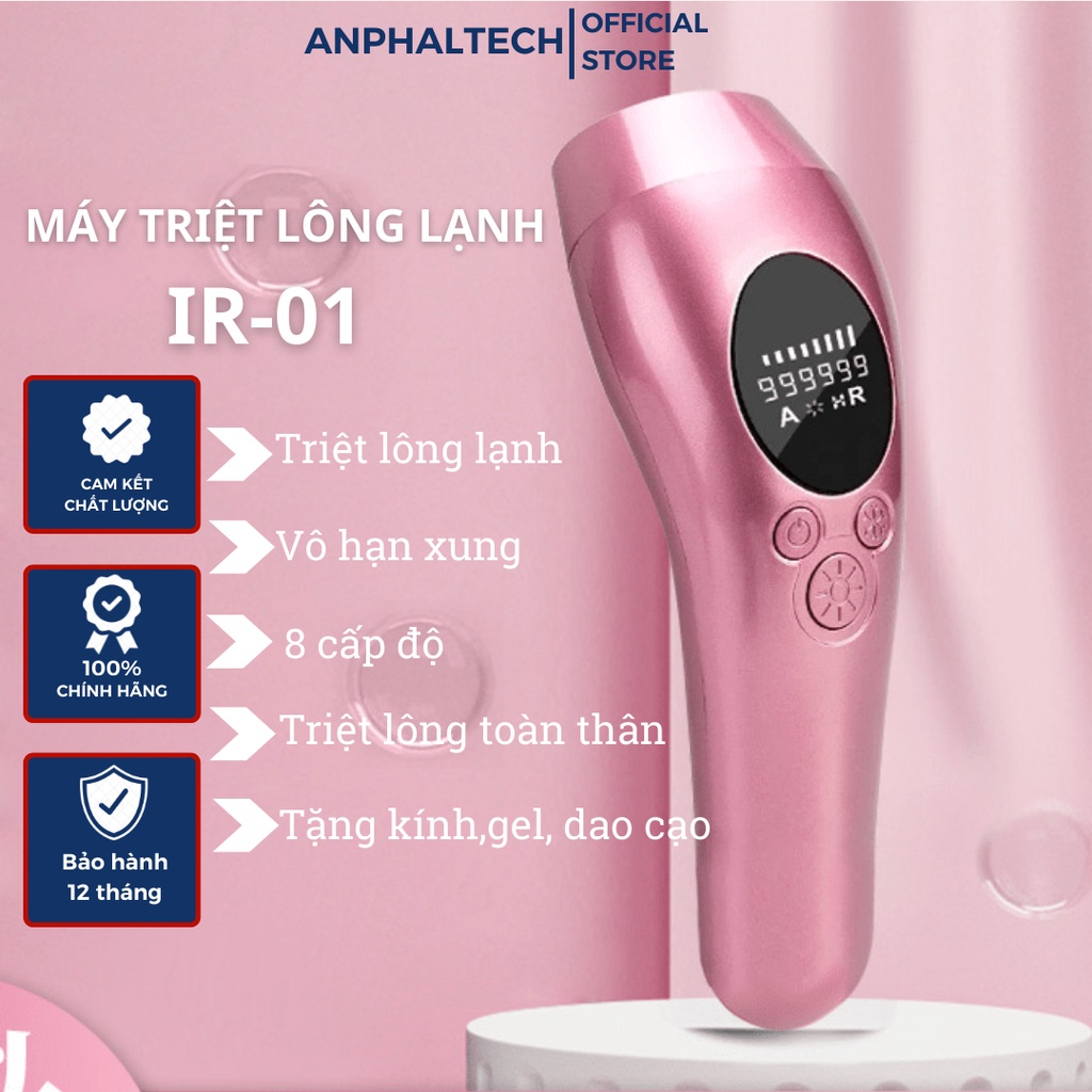 Máy Triệt Lông Lạnh IR01, Máy Triệt Lông Mini Vĩnh Viễn Đa Năng Tại Nhà,Triệt Bikini Nách Toàn Thân 8 Cấp Độ Vô Hạn Xung