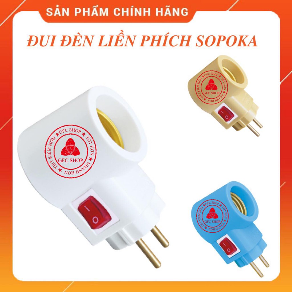 Đui đèn liền phích cắm SOPOKA ĐLP màu Trắng - Vàng - Xanh dương