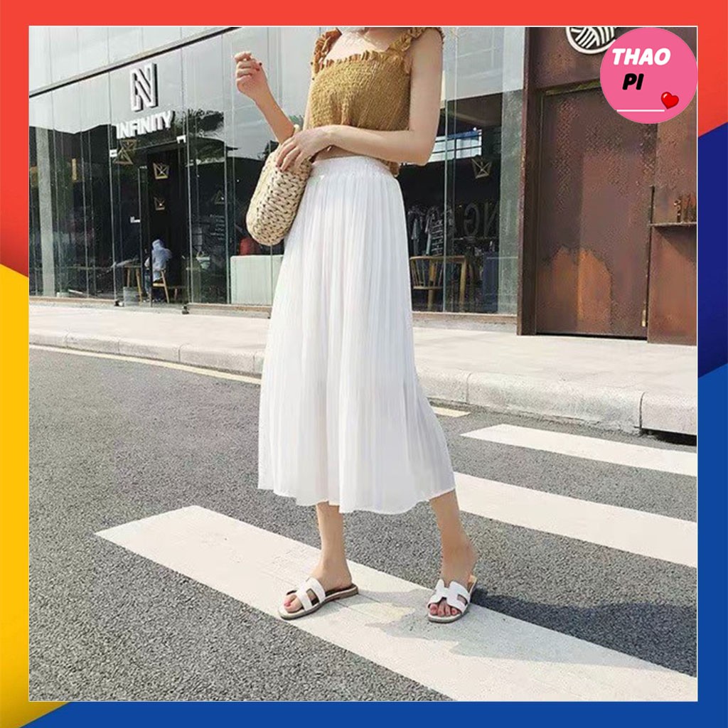 Chân váy dáng dài dập ly đơn giản (Video + Hình thật + trắng vải voan cao cấp)