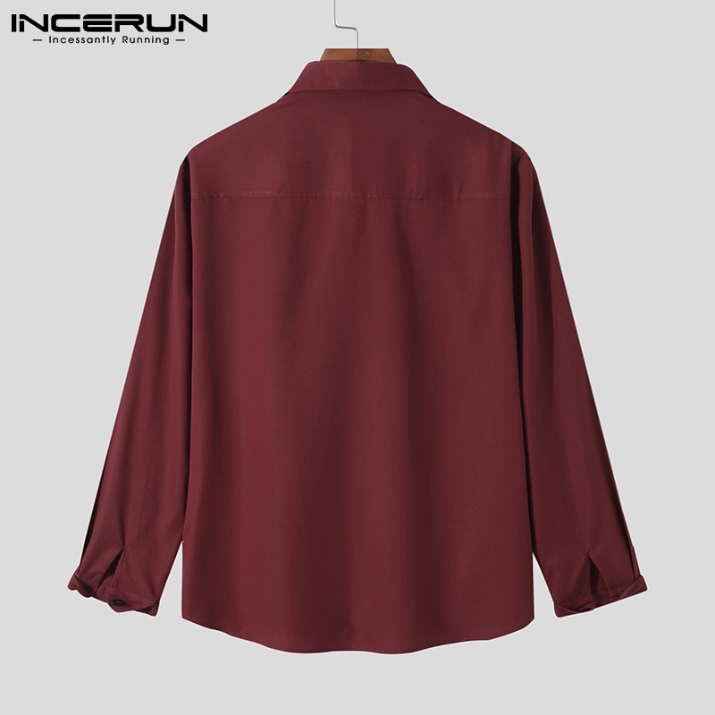 Áo sơ mi INCERUN tay dài cài nút 4 màu sắc tùy chọn phong cách công sở thời trang dành cho nam